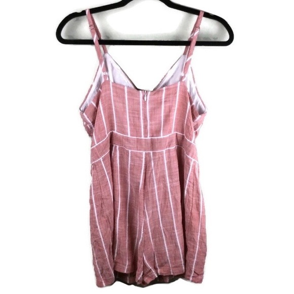Ten Sixty Sherman Striped Cutout Tie Front Pink Romper Size Large - Picture 2 of 9